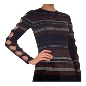 Ted Baker London Brown and Gray Striped Sweater